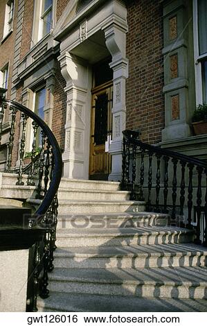 Staircase in front of a building, Dublin, Republic of Ireland View Large Photo Image Stock Photograph - Staircase in front of a building, Dublin, Republic of Ireland. Fotosearch
