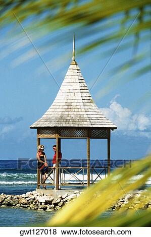 A gazebo on the edge of the sea at Half Moon Bay Resort, Jamaica View Large Photo Image Stock Photo - A gazebo on the edge of the sea at Half Moon Bay Resort, Jamaica. Fotosearch