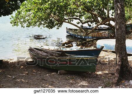 Stock Photography - View of boats lying at Montego Bay, Jamaica. Fotosearch