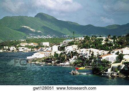 High angle view of buildings on a seashore, St. Martin. View Large Photo Image Stock Image - High angle view of buildings on a seashore, St. Martin.. Fotosearch