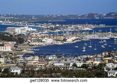 Overall view of the harbor on the French side of St. Martin in the Caribbean. View Large Photo Image Stock Photography - Overall view of the harbor on the French side of St. Martin in the Caribbean.. Fotosearch