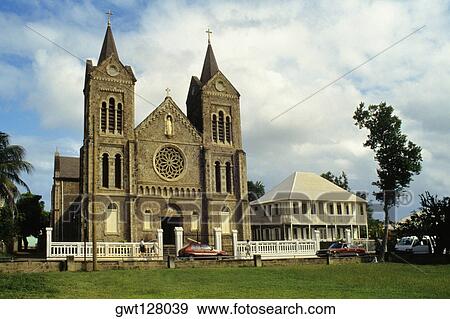 View of a church, St. Kitts, Leeward Islands, Caribbean. View Large Photo Image Stock Photo - View of a church, St. Kitts, Leeward Islands, Caribbean.. Fotosearch