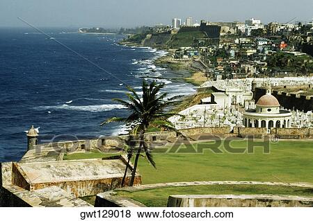 Dense habitation line up the coastline, El Morro Fort, San Juan, Puerto Rico View Large Photo Image Stock Photo - Dense habitation line up the coastline, El Morro Fort, San Juan, Puerto Rico. Fotosearch