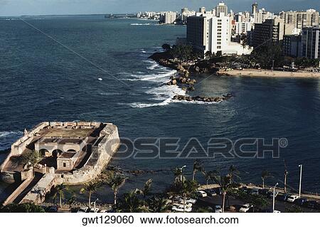 High angle view of a coastal city, Puerto Rico View Large Photo Image Stock Image - High angle view of a coastal city, Puerto Rico. Fotosearch