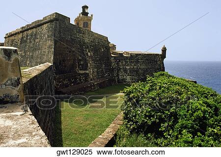 Side view of a castle fortified by thick walls, san Juan, Puerto Rico View Large Photo Image Stock Photography - Side view of a castle fortified by thick walls, san Juan, Puerto Rico. Fotosearch