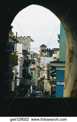 Stock Image - Side view of a densely populated city, San Juan, Puerto Rico. Fotosearch