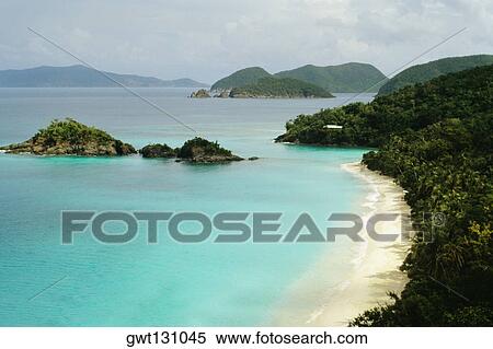 Aerial view of a bay, Trunk Bay, St. John, U. S. Virgin Islands View Large Photo Image Stock Photography - Aerial view of a bay, Trunk Bay, St. John, U. S. Virgin Islands. Fotosearch