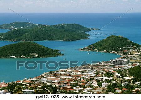 Aerial view of Charlotte Amalie and islands off the coast, St. Thomas, U. S. Virgin Islands View Large Photo Image Stock Photography - Aerial view of Charlotte Amalie and islands off the coast, St. Thomas, U. S. Virgin Islands. Fotosearch