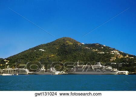 Side view of cruise ships, Charlotte Amalie, St. Thomas, U. S. Virgin Islands View Large Photo Image Picture - Side view of cruise ships, Charlotte Amalie, St. Thomas, U. S. Virgin Islands. Fotosearch