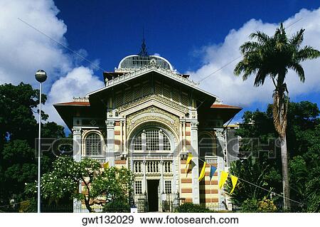 Stock Photo - The public library is seen in Fort de France on the island of Martinique. Fotosearch