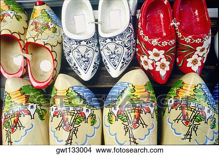 Close-up of clogs in a store, Amsterdam, Netherlands View Large Photo Image Picture - Close-up of clogs in a store, Amsterdam, Netherlands. Fotosearch