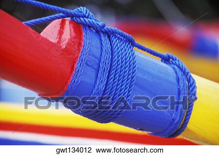 Stock Image - Close-up of a rope tied to a boat, Bali, Indonesia. Fotosearch