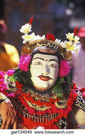 Stock Photo - Close-up of a stage performer wearing a costume, Bali, Indonesia. Fotosearch