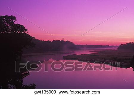 Stock Photo - Reflection of trees in water, Cape Cod, Massachusetts, USA . Fotosearch