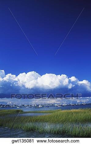 Stock Image - Sailboats in a river, Cape Cod, Massachusetts, USA . Fotosearch