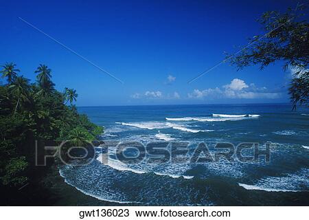 Stock Image - Panoramic view of the sea, Caribbean. Fotosearch