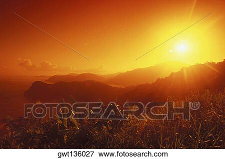 Sun shining over hills, Caribbean View Large Photo Image Stock Photo - Sun shining over hills, Caribbean. Fotosearch