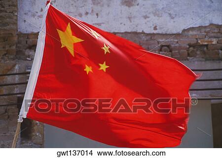 Picture - Close-up of a Chinese flag, China. Fotosearch