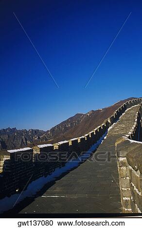 Fortified wall passing through mountains, Great Wall Of China, China View Large Photo Image Stock Image - Fortified wall passing through mountains, Great Wall Of China, China. Fotosearch
