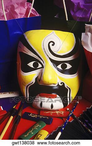 Stock Photo - Close-up of a mask, Hong Kong, China. Fotosearch