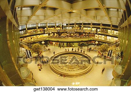 Picture - Interiors of a shopping mall, Hong Kong, China. Fotosearch