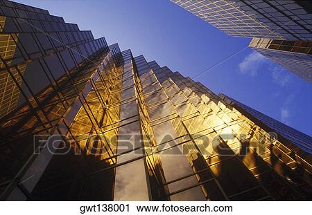 Stock Image - Low angle view of skyscrapers, Hong Kong, China. Fotosearch