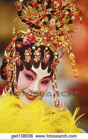 Portrait of a female opera performer, Hong Kong, China View Large Photo Image Stock Photograph - Portrait of a female opera performer, Hong Kong, China. Fotosearch