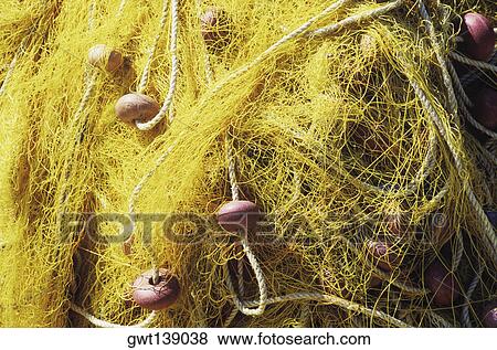 Stock Photo - High angle view of a commercial fishing net. Fotosearch