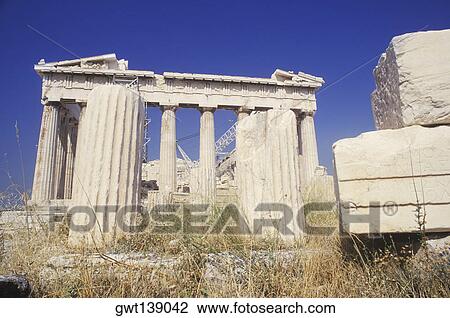 Low angle view of old ruin colonnades, Parthenon, Athens, Greece View Large Photo Image Stock Image - Low angle view of old ruin colonnades, Parthenon, Athens, Greece. Fotosearch