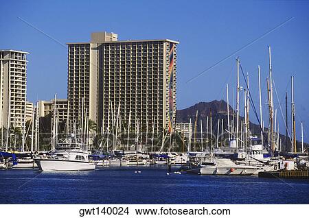 Boats moored at the harbor, Hawaii, USA View Large Photo Image Picture - Boats moored at the harbor, Hawaii, USA. Fotosearch