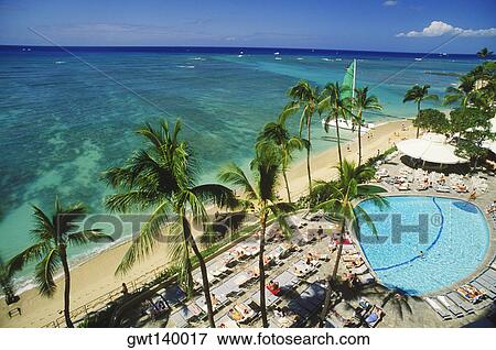 High angle view of the beach, Hawaii, USA View Large Photo Image Stock Photo - High angle view of the beach, Hawaii, USA. Fotosearch