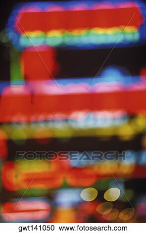 Stock Image - Close-up of multi-colored neon lights. Fotosearch