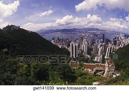 High angle view of skyscrapers in a city, Hong Kong, China View Large Photo Image Stock Photo - High angle view of skyscrapers in a city, Hong Kong, China. Fotosearch