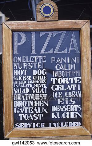 Close-up of a menu board, Italy View Large Photo Image Stock Image - Close-up of a menu board, Italy. Fotosearch