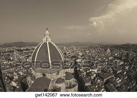 High angle view of buildings in a city, Duomo Santa Maria Del Fiore, Florence, Italy View Large Photo Image Stock Photo - High angle view of buildings in a city, Duomo Santa Maria Del Fiore, Florence, Italy. Fotosearch