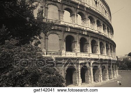Stock Image - Low angle view of an amphitheater, Rome, Italy. Fotosearch