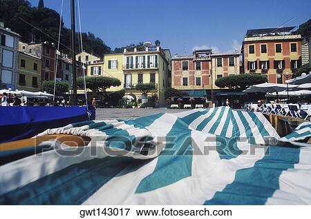 Stock Photo - Boats in front of buildings, Italy. Fotosearch