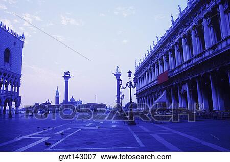 Stock Photo - Hotel at the town square, St. Mark's Square, Venice, Veneto, Italy. Fotosearch