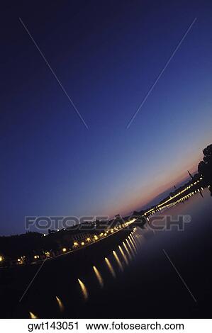 Reflection of street lights in water, Italy View Large Photo Image Stock Image - Reflection of street lights in water, Italy. Fotosearch