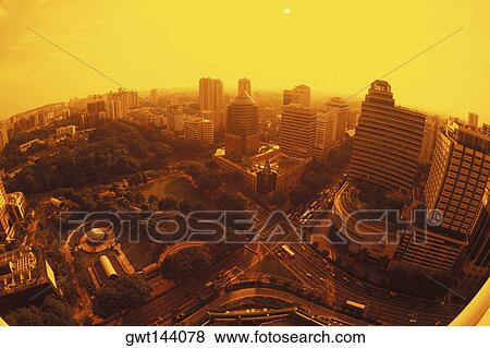Aerial view of a city, Singapore View Large Photo Image Stock Photo - Aerial view of a city, Singapore. Fotosearch