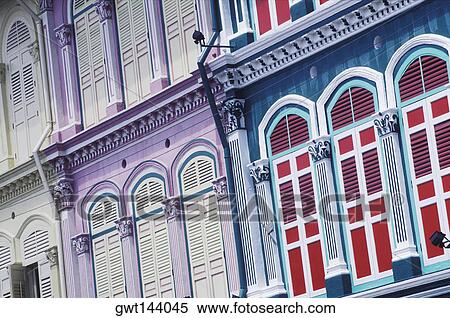 Close-up of a building, Singapore View Large Photo Image Stock Photography - Close-up of a building, Singapore. Fotosearch