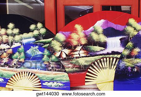 Stock Image - Close-up of folding fans. Fotosearch