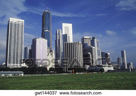 Low angle view of buildings in a city, Singapore View Large Photo Image Stock Photo - Low angle view of buildings in a city, Singapore. Fotosearch