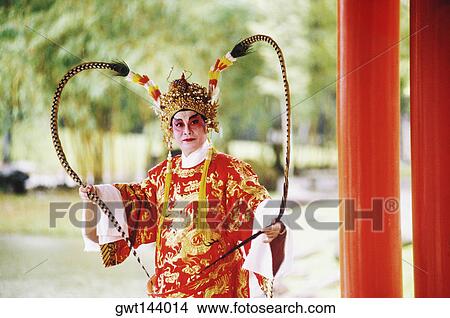 Male Chinese opera performer performing, Singapore View Large Photo Image Picture - Male Chinese opera performer performing, Singapore. Fotosearch