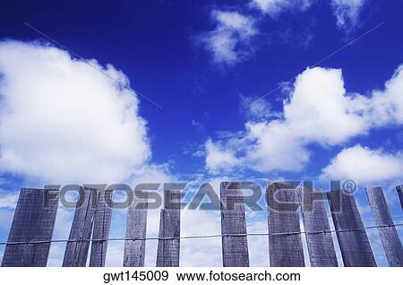 Low angle view of wooden fence View Large Photo Image Stock Photo - Low angle view of wooden fence. Fotosearch