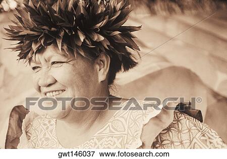 Close-up of a mature woman smiling, Hawaii, USA View Large Photo Image Stock Photo - Close-up of a mature woman smiling, Hawaii, USA. Fotosearch