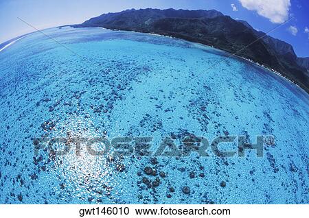 Stock Image - High angle view of the ocean, Hawaii, USA. Fotosearch