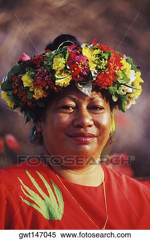 Portrait of a mid adult woman wearing a laurel wreath, Hawaii, USA View Large Photo Image Stock Photography - Portrait of a mid adult woman wearing a laurel wreath, Hawaii, USA. Fotosearch