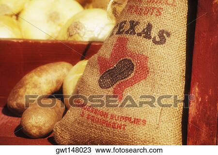 Close-up of a sack of raw potatoes, Texas, USA View Large Photo Image Stock Image - Close-up of a sack of raw potatoes, Texas, USA. Fotosearch