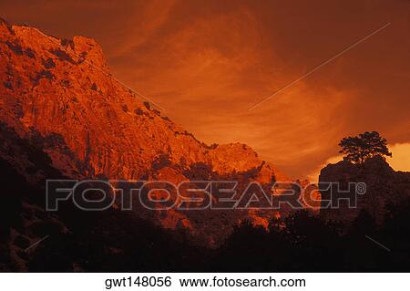 Stock Photograph - Low angle view of a hill at dusk, Texas, USA. Fotosearch